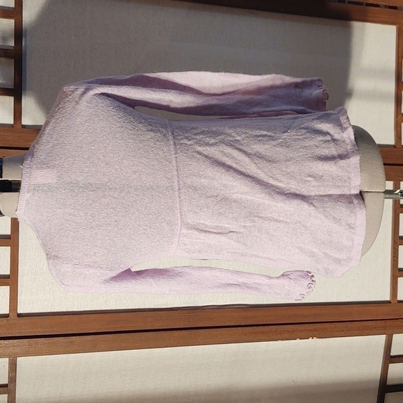 Simply Flawless Mohair Blend Pointelle Knit Open Front Lavender Cardigan Sz S - Picture 5 of 9